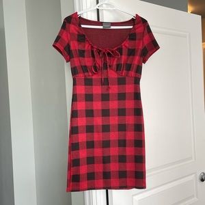 NWOT- Olivia Rae Mini Red/Black Check Dress
